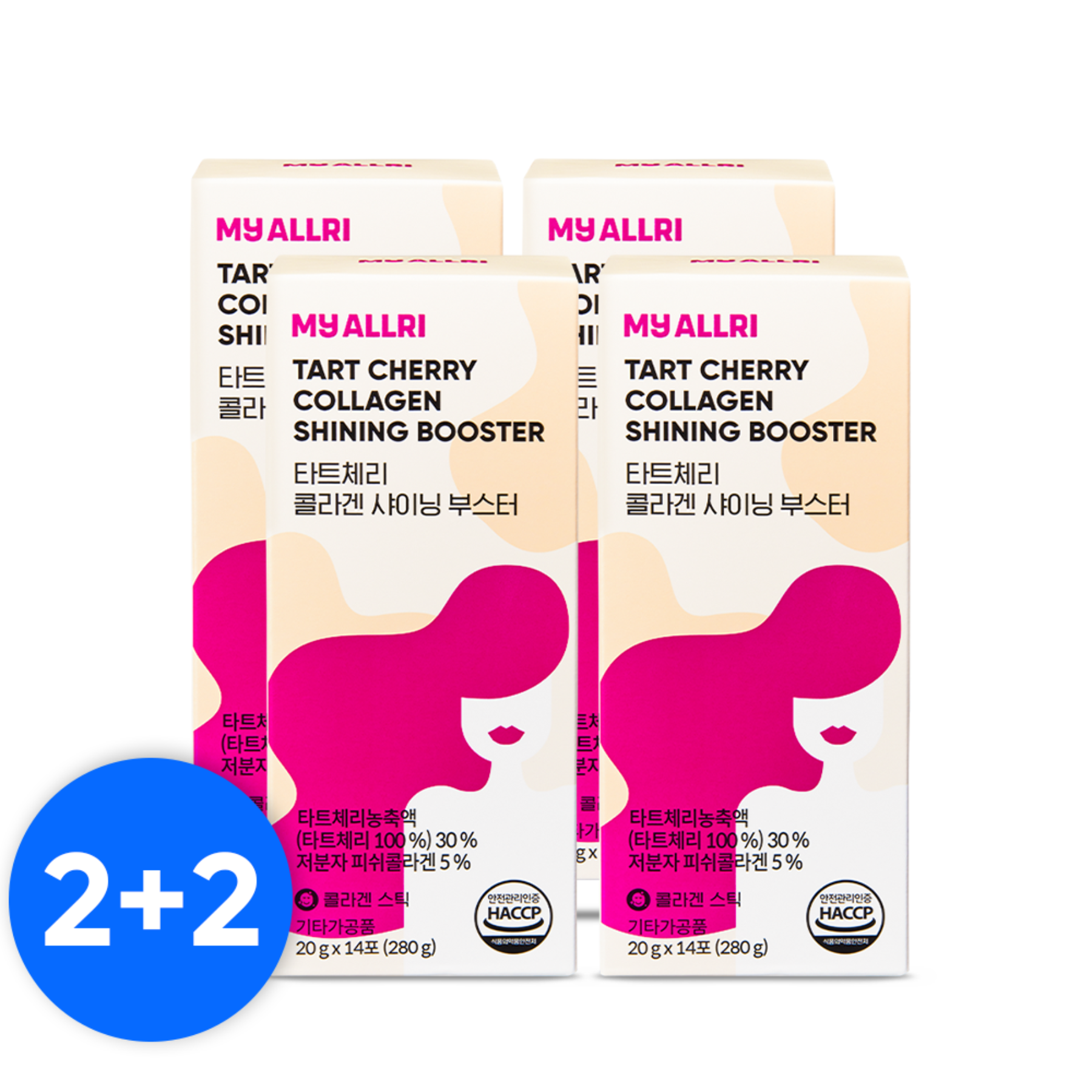 [2+2] Tart Cherry Collagen Shining Booster 1ea，14 包（总共 2 个月）